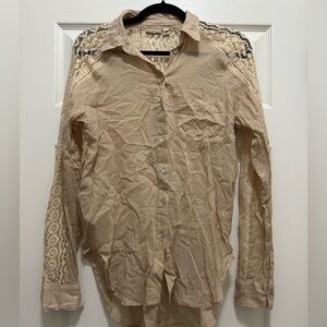 HOLDING HORSES Cream Lace Detail Top